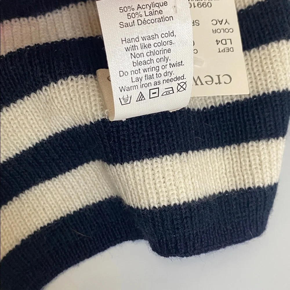 Crewcuts Scarf and Hat Set NWT Blue Ivory Stripe Unisex Wool Blend Skull Warm